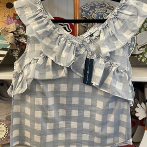 NWT Boutique top \ blue gingham